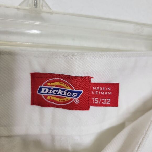 Dickies Size 15 Juniors White Relaxed Fit High Rise Fray Hem Cropped Work Pants - Picture 5 of 14